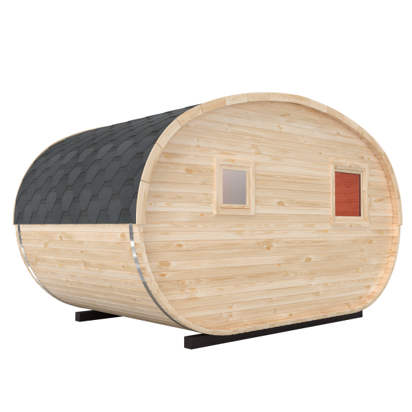 Fasssauna / Gartensauna / Banja / Oval 4,0 m mit Vorraum